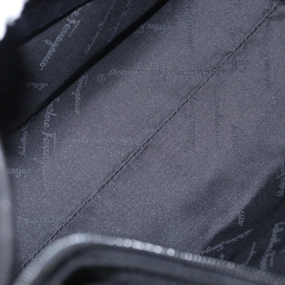 Salvatore Ferragamo Vala Shoulder Bag Nylon Black Silver Auth ka686