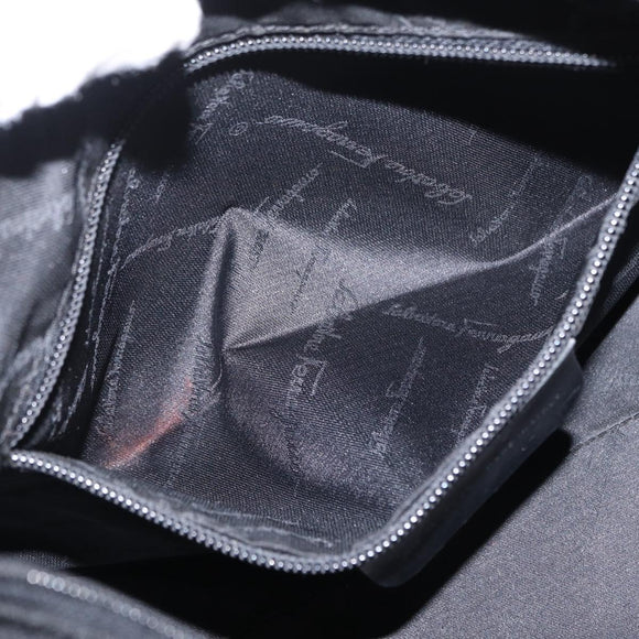 Salvatore Ferragamo Vala Shoulder Bag Nylon Black Silver Auth ka686