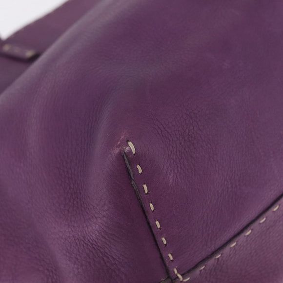 FENDI Celeria Tote Bag Leather Purple Silver Auth ka6860