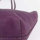 FENDI Celeria Tote Bag Leather Purple Silver Auth ka6860-12