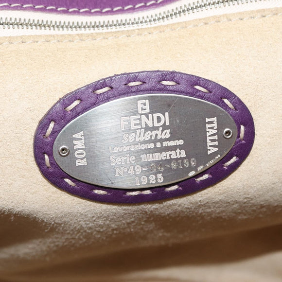 FENDI Celeria Tote Bag Leather Purple Silver Auth ka6860