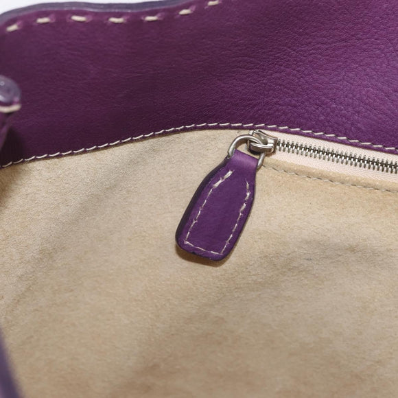 FENDI Celeria Tote Bag Leather Purple Silver Auth ka6860