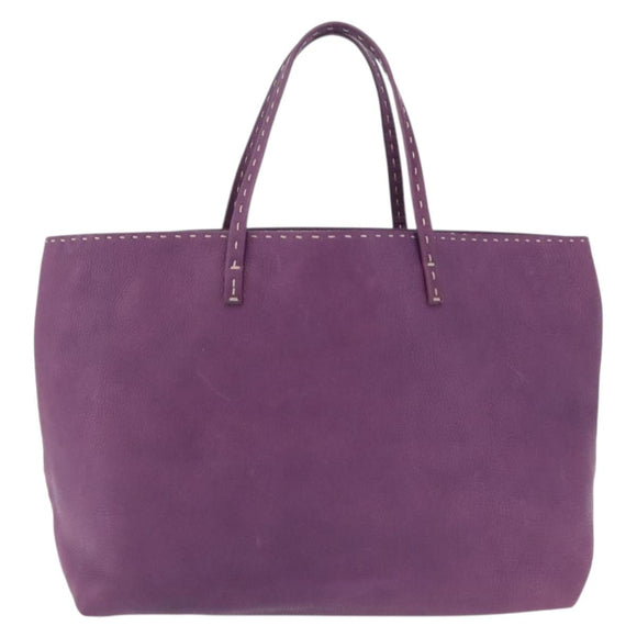FENDI Celeria Tote Bag Leather Purple Silver Auth ka6860