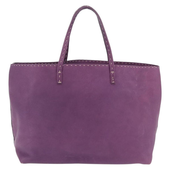 FENDI Celeria Tote Bag Leather Purple Silver Auth ka6860