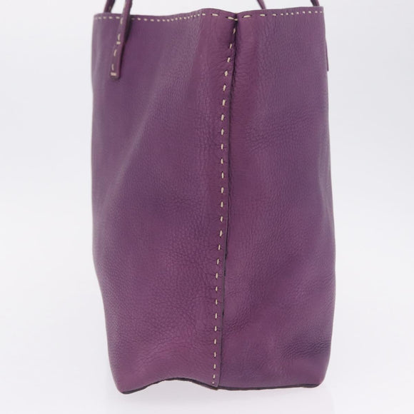 FENDI Celeria Tote Bag Leather Purple Silver Auth ka6860