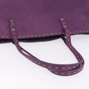FENDI Celeria Tote Bag Leather Purple Silver Auth ka6860-7