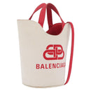 Balenciaga Wave XS Hand Bag Canvas 2way White Silver 619979 Auth ka6861-1