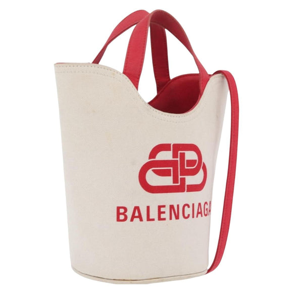Balenciaga Wave XS Hand Bag Canvas 2way White Silver 619979 Auth ka6861