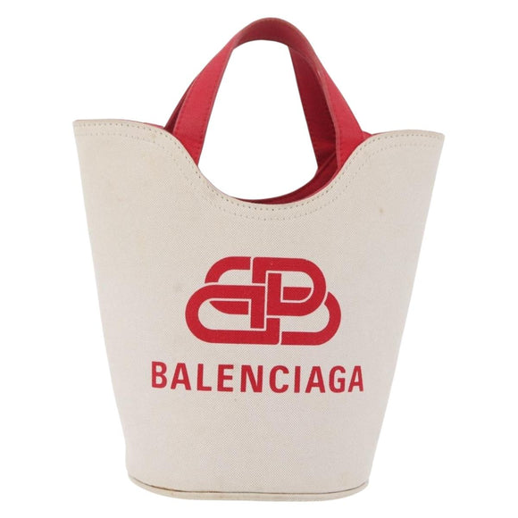 Balenciaga Wave XS Hand Bag Canvas 2way White Silver 619979 Auth ka6861
