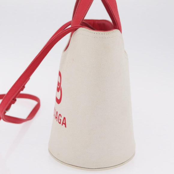 Balenciaga Wave XS Hand Bag Canvas 2way White Silver 619979 Auth ka6861