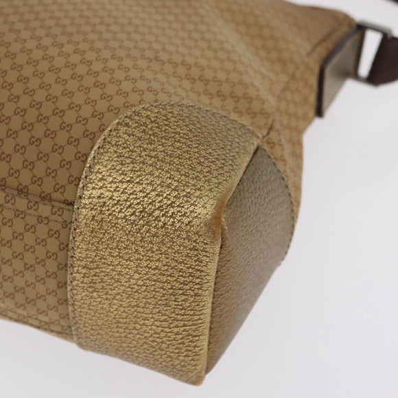 GUCCI Micro GG Canvas Shoulder Bag Nylon Outlet Brown Silver 257301 Auth ka6862