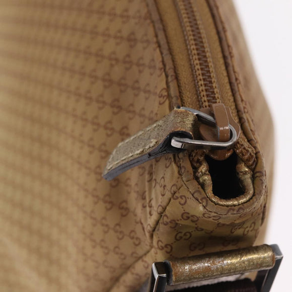 GUCCI Micro GG Canvas Shoulder Bag Nylon Outlet Brown Silver 257301 Auth ka6862