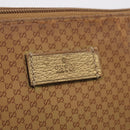 GUCCI Micro GG Canvas Shoulder Bag Nylon Outlet Brown Silver 257301 Auth ka6862-17