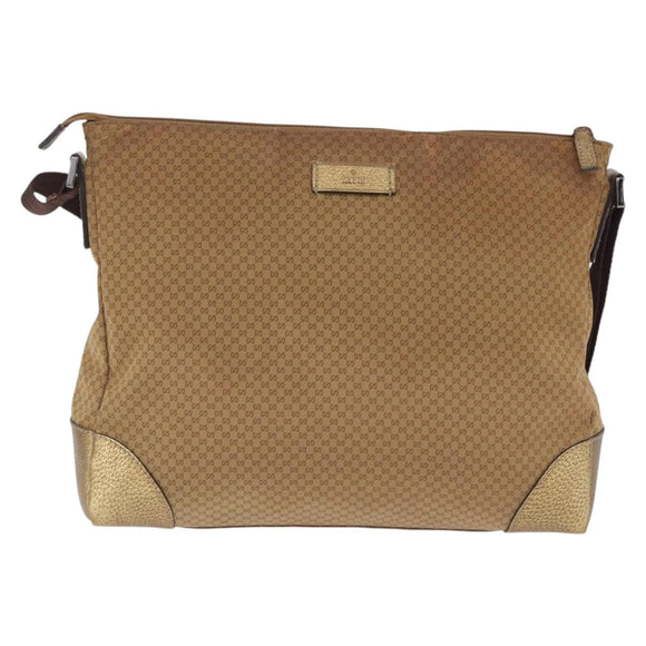 GUCCI Micro GG Canvas Shoulder Bag Nylon Outlet Brown Silver 257301 Auth ka6862