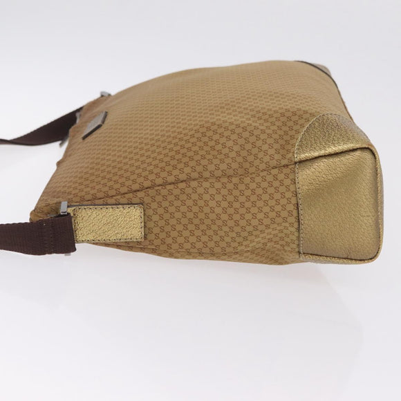 GUCCI Micro GG Canvas Shoulder Bag Nylon Outlet Brown Silver 257301 Auth ka6862
