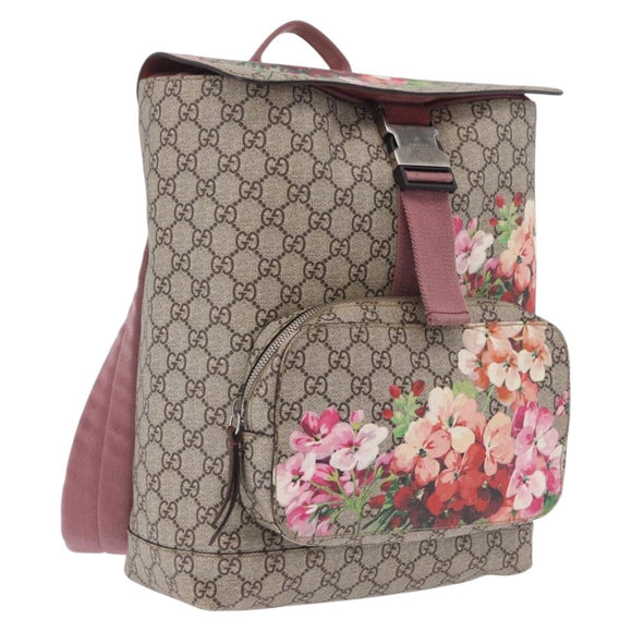 GUCCI GG Blooms Backpack PVC Beige Silver 405019 Auth ka6863V