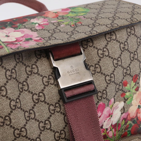 GUCCI GG Blooms Backpack PVC Beige Silver 405019 Auth ka6863V