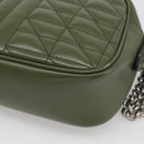 GUCCI GG Marmont Chain Shoulder Bag Leather Khaki Silver 447632 Auth ka6867V-12