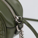 GUCCI GG Marmont Chain Shoulder Bag Leather Khaki Silver 447632 Auth ka6867V-15