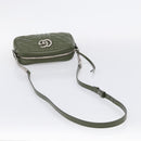 GUCCI GG Marmont Chain Shoulder Bag Leather Khaki Silver 447632 Auth ka6867V-7