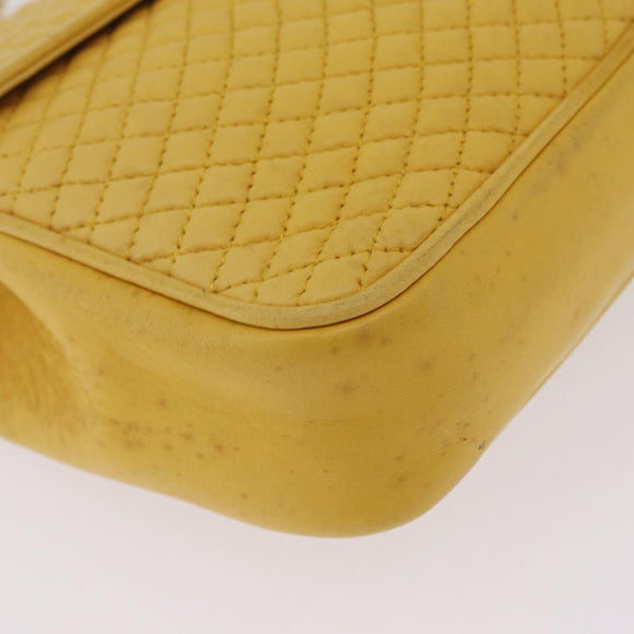 Bally Chain Shoulder Bag Leather Yellow Gold Auth ka6868