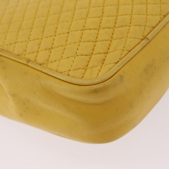 Bally Chain Shoulder Bag Leather Yellow Gold Auth ka6868