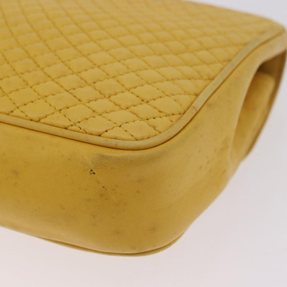 Bally Chain Shoulder Bag Leather Yellow Gold Auth ka6868