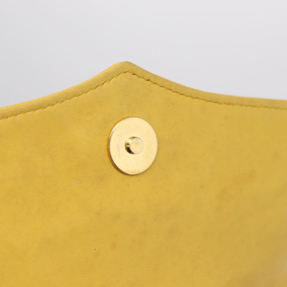 Bally Chain Shoulder Bag Leather Yellow Gold Auth ka6868