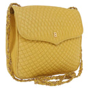Bally Chain Shoulder Bag Leather Yellow Gold Auth ka6868-1