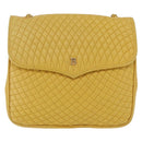 Bally Chain Shoulder Bag Leather Yellow Gold Auth ka6868-2