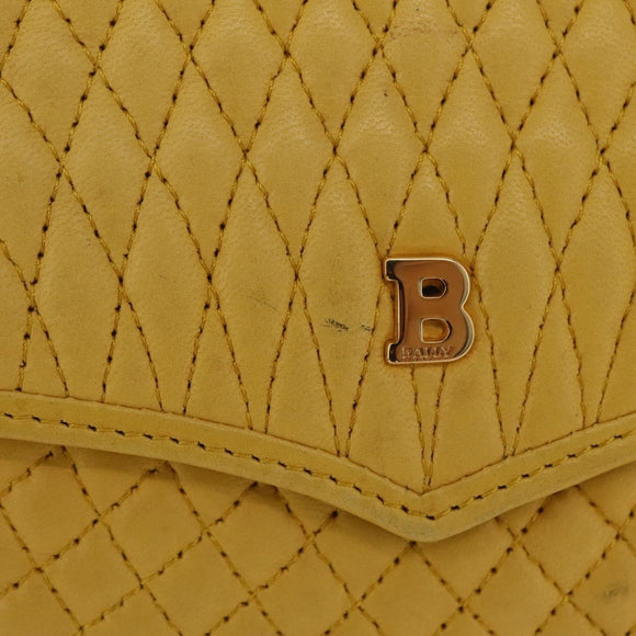 Bally Chain Shoulder Bag Leather Yellow Gold Auth ka6868