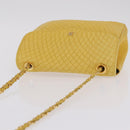 Bally Chain Shoulder Bag Leather Yellow Gold Auth ka6868-8