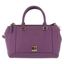 MCM Hand Bag Leather 2way Purple Gold Auth ka6869-2