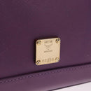 MCM Hand Bag Leather 2way Purple Gold Auth ka6869-20