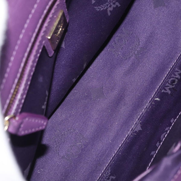 MCM Hand Bag Leather 2way Purple Gold Auth ka6869