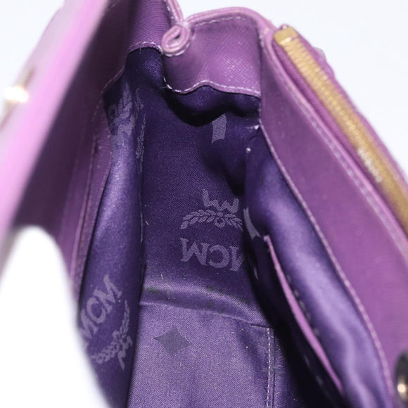 MCM Hand Bag Leather 2way Purple Gold Auth ka6869