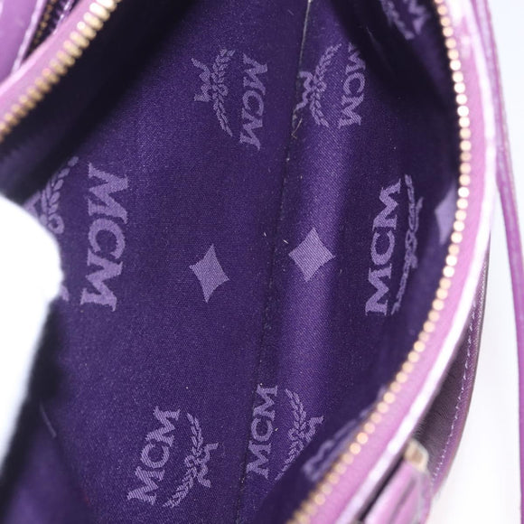 MCM Hand Bag Leather 2way Purple Gold Auth ka6869