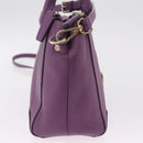 MCM Hand Bag Leather 2way Purple Gold Auth ka6869-6