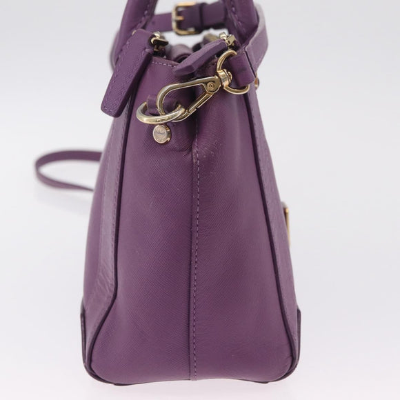 MCM Hand Bag Leather 2way Purple Gold Auth ka6869