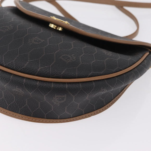 Christian Dior Honeycomb Shoulder Bag PVC Black Gold Auth ka6870