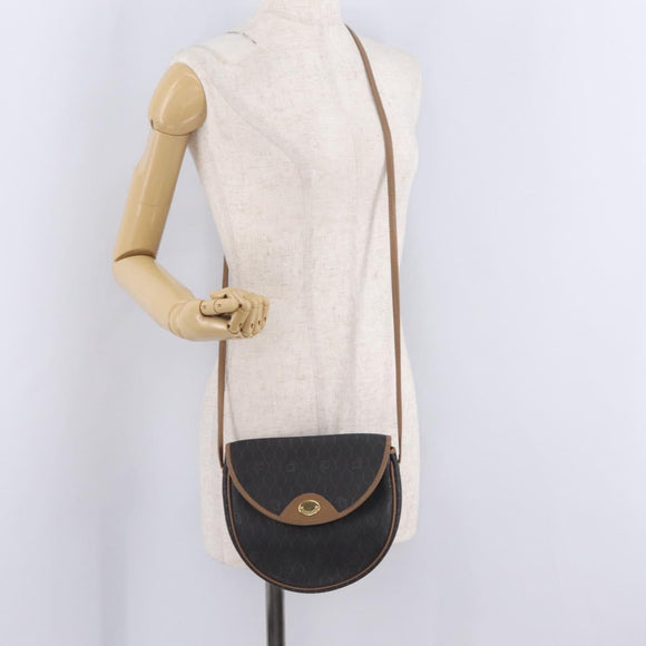 Christian Dior Honeycomb Shoulder Bag PVC Black Gold Auth ka6870