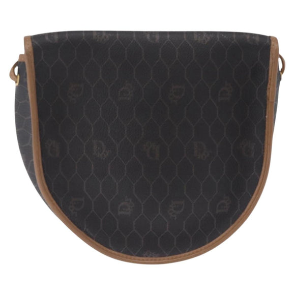 Christian Dior Honeycomb Shoulder Bag PVC Black Gold Auth ka6870