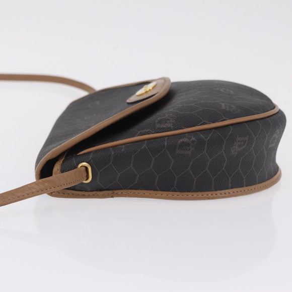 Christian Dior Honeycomb Shoulder Bag PVC Black Gold Auth ka6870