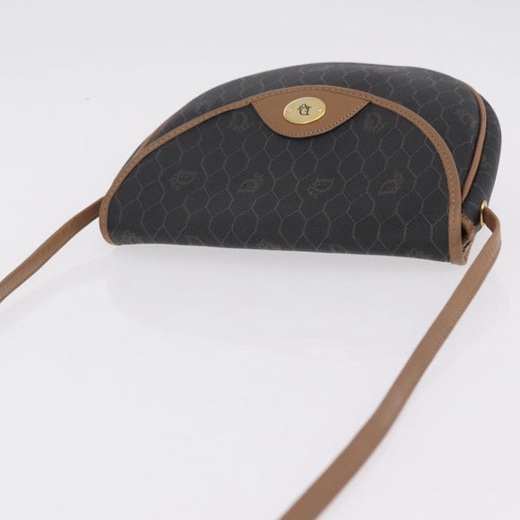 Christian Dior Honeycomb Shoulder Bag PVC Black Gold Auth ka6870