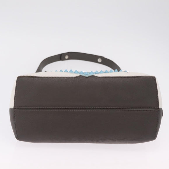 FENDI By The Way Shoulder Bag Leather Beige Silver Auth ka6871A