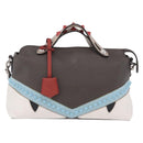 FENDI By The Way Shoulder Bag Leather Beige Silver Auth ka6871A-2