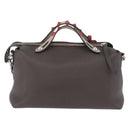 FENDI By The Way Shoulder Bag Leather Beige Silver Auth ka6871A-3