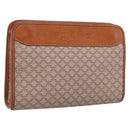 CELINE Macadam Canvas Clutch Bag PVC Beige Gold Auth ka6872-1