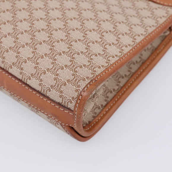 CELINE Macadam Canvas Clutch Bag PVC Beige Gold Auth ka6872
