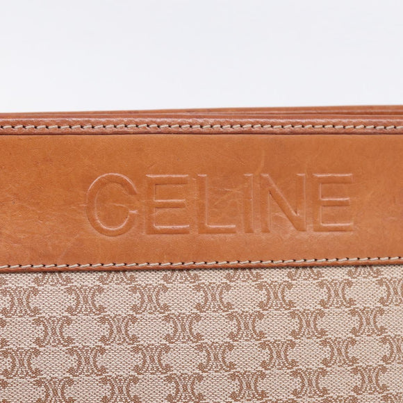 CELINE Macadam Canvas Clutch Bag PVC Beige Gold Auth ka6872
